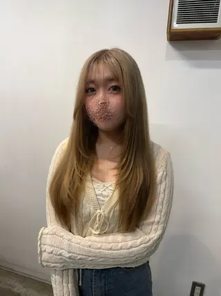 ロング 【韓国レイヤー特化 ハッシュカット】のヘアスタイル