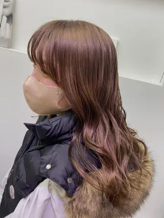 セミロング カラー 安永 涼のヘアスタイル