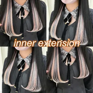 セミロング カラー 横浜🍒ルーツカラー エクステ／RIEのヘアスタイル