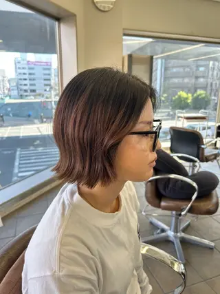 ミディアム 暖色カラー/ フクダ モエ🐿のヘアスタイル