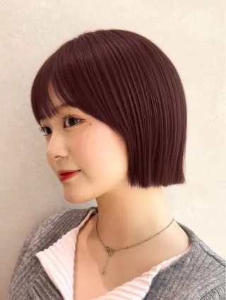 カラー RICO/暖色カラー /縮毛矯正/ミニボブのヘアスタイル