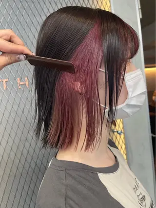 カラー 博多ブリーチ× 透明感/縮毛矯正のヘアスタイル