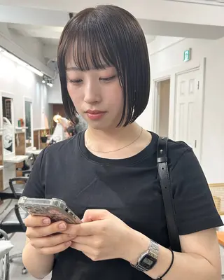 ミディアム カラー レイヤーボブ/ 艶カラー/サナ🌼のヘアスタイル