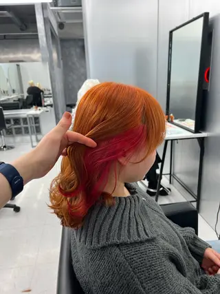 セミロング カラー ヘアアレンジ 👑垢抜け韓国ヘア ハッシュカット唯澄のヘアスタイル