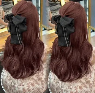 ロング カラー Miyu's所属・𝑨𝑲𝑶 🍒/ ピンクカラーのヘアスタイル