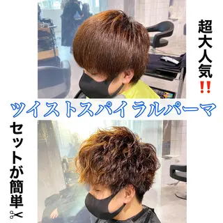 ショート カラー パーマ ヘアアレンジ メンズ Loy所属・メンズヘア特化 パーマ 縮毛矯正🔷のヘアスタイル