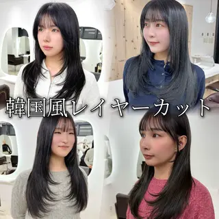 ロング 韓国ヘア/髪質改善/ レイヤー/ブラウンのヘアスタイル