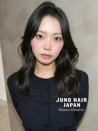 セミロング カラー ヘアアレンジ 韓国レイヤーカット/ 儚げカラーチナツのヘアスタイル