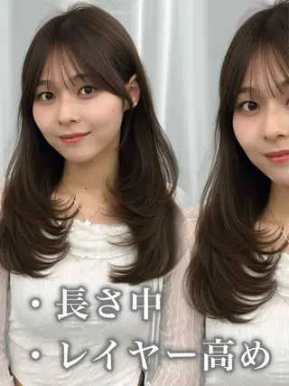 セミロング カラー ヘアアレンジ 最小顔周り&レイヤー 特化/池袋/kokiのヘアスタイル