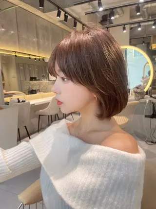 ミディアム rina／ベージュ ワンホン/韓国ヘアのヘアスタイル