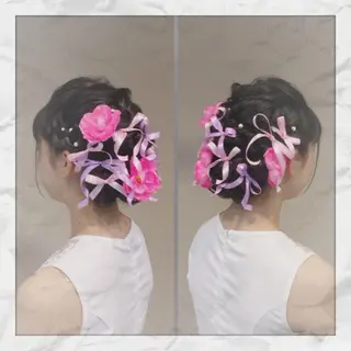 セミロング ヘアアレンジ ヘアセット/着付け 𓇼 松本 夏美𓇼のヘアスタイル