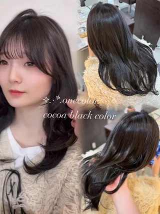 セミロング カラー 🤎韓国ヘア ベージュ まゆか🤎のヘアスタイル