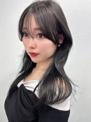 セミロング カラー 映える顔周りカット ♥️韓国ヘア"ちぇるのヘアスタイル