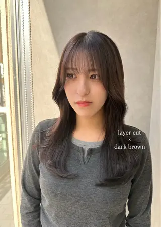 セミロング カラー ヘアアレンジ 🇰🇷韓国ｽﾀｲﾙ ﾚｲﾔｰ/ayanaのヘアスタイル