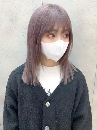 ミディアム カラー ボブ/透明感ベージュ 🫧クルミ🌟のヘアスタイル