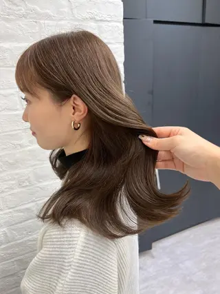 セミロング 韓国ヘア♡ 顔まわりカットayaのヘアスタイル