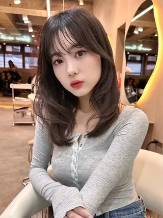 ミディアム カラー 美髪矯正 ブリーチな しダブル🍒❤ゆうきのヘアスタイル