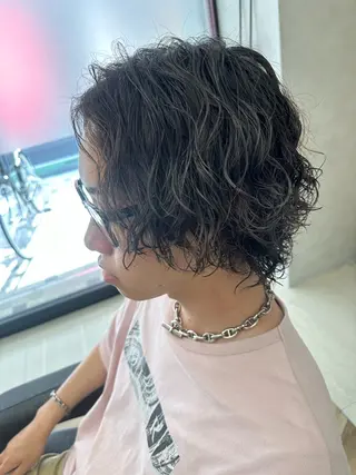 セミロング パーマ メンズ 💈メンズ特化 美容師サキ💈のヘアスタイル