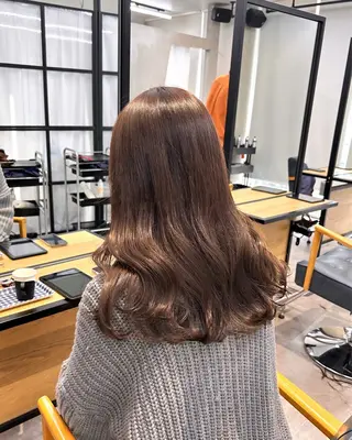 セミロング カラー 韓国×髪質改善カラー 💎hinaのヘアスタイル