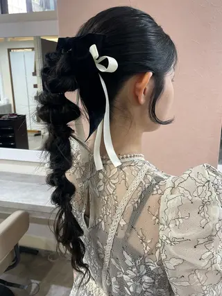 ロング ヘアアレンジ 韓国風パーマ/ヘア セット/店長みづきのヘアスタイル