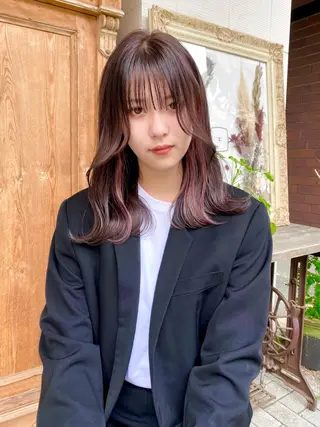 ミディアム カラー レイヤーカット/ 縮毛矯正/ミサキ💐のヘアスタイル