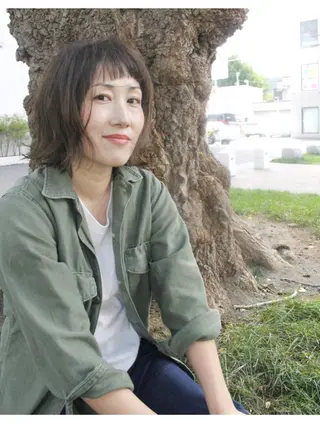 ミディアム ママ美容師 ＊ヒマワリのヘアスタイル