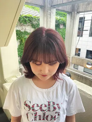 ミディアム mei｜顔まわり ×透明感カラーのヘアスタイル