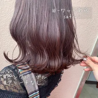 セミロング 淡色ふんわりhair 新宿satomiのヘアスタイル