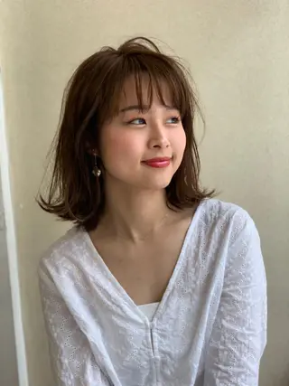 ミディアム カラー 髪質改善/縮毛矯正 /ブリーチ矯正/岡部のヘアスタイル