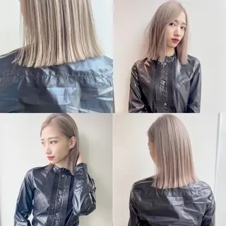 ミディアム カラー Piaコータロー ハイトーン&‪ボブのヘアスタイル