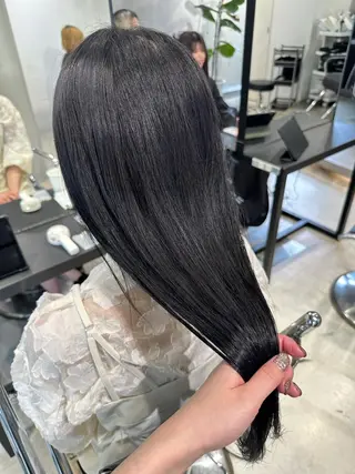 セミロング カラー パーマ ヘアアレンジ 透明感/オリーブ/ グレージュ/YUKAのヘアスタイル