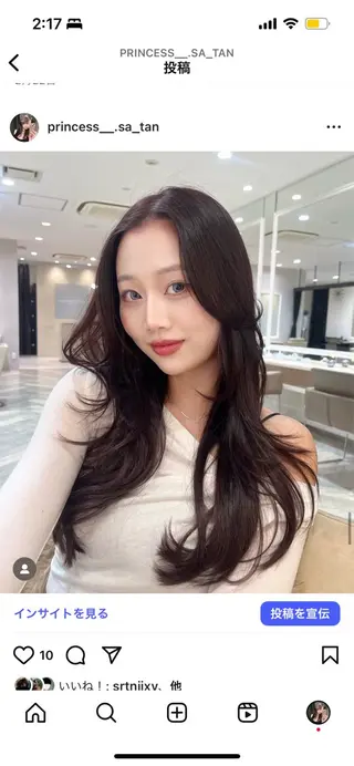 ロング カラー ウォーレントリコミニューヨーク表参道店所属・SANA. 💋のヘアスタイル