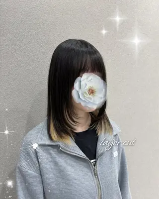 ミディアム ハイトーン/カラー /ウルフ/RENAのヘアスタイル