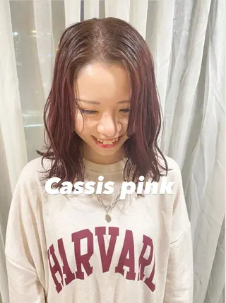 セミロング カラー ヘアアレンジ ハイトーンピンク🍑 ブリーチ🍑RINAのヘアスタイル