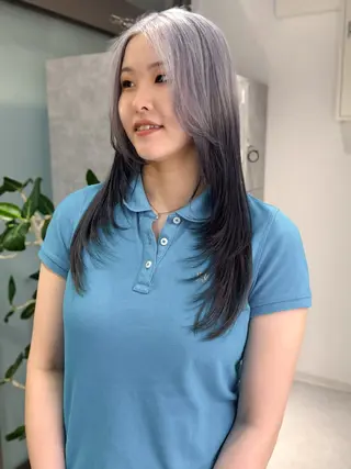 ロング 垢抜け/レイヤー/ ハイトーン/アスナのヘアスタイル