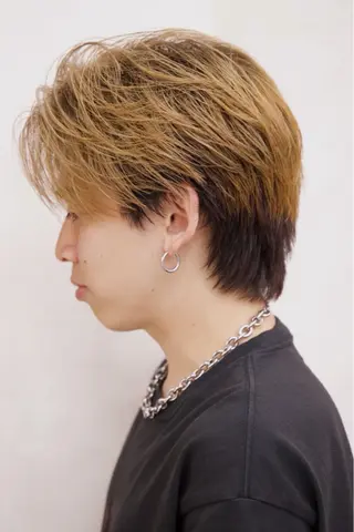 カラー メンズ フェザーパーマ/ スペインカールのヘアスタイル