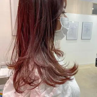 ロング カラー オリーブ/アッシュ やわらか透明感カラーのヘアスタイル