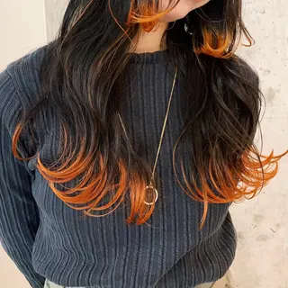 ロング カラー 切りっぱなしボブ/ ブリーチカラー/大塚のヘアスタイル