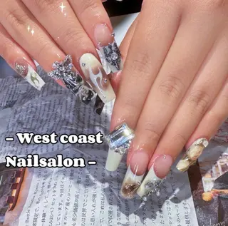 ネイル リボン、ガーリー パーツ放題専門店のネイルデザイン