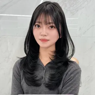 セミロング カラー ヘアアレンジ kiti所属・kana 栄美容師/韓国ヘアのヘアスタイル