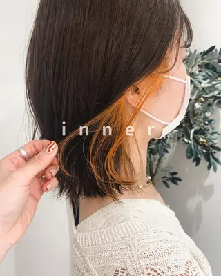 ミディアム カラー RINA🧤 デザインとボブのヘアスタイル