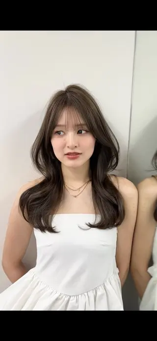 セミロング カラー ブリーチなしヘーゼル 🤎透明感カラー 唯のヘアスタイル