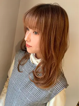 セミロング カラー レイヤー×髪質改善 ×透明感/杉田 圭のヘアスタイル