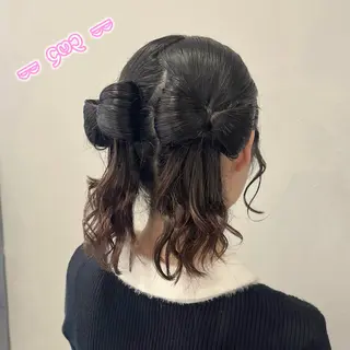 ロング ヘアアレンジ 暖色/顔周り /ヘアメ/あつはのヘアスタイル