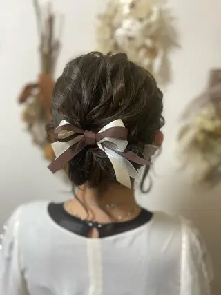 ミディアム ヘアアレンジ ヘアアンドメイクムタ 新居のヘアスタイル