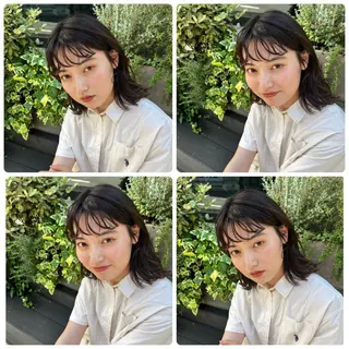 セミロング カラー パーマ 暖色/ダブルカラー/ オレンジ/まどか🍊のヘアスタイル