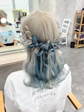 セミロング ヘアアレンジ ダブルカラー特化💍 tiam💍韓国ヘアのヘアスタイル