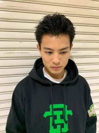 メンズ スパイキーパーマ 柏NO1 藤本葉のヘアスタイル