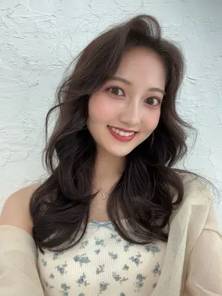 セミロング 韓国くびれヘア 顔まわり新宿/さやかのヘアスタイル