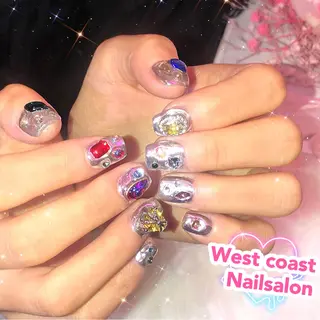 ネイル リボン、ガーリー パーツ放題専門店のネイルデザイン